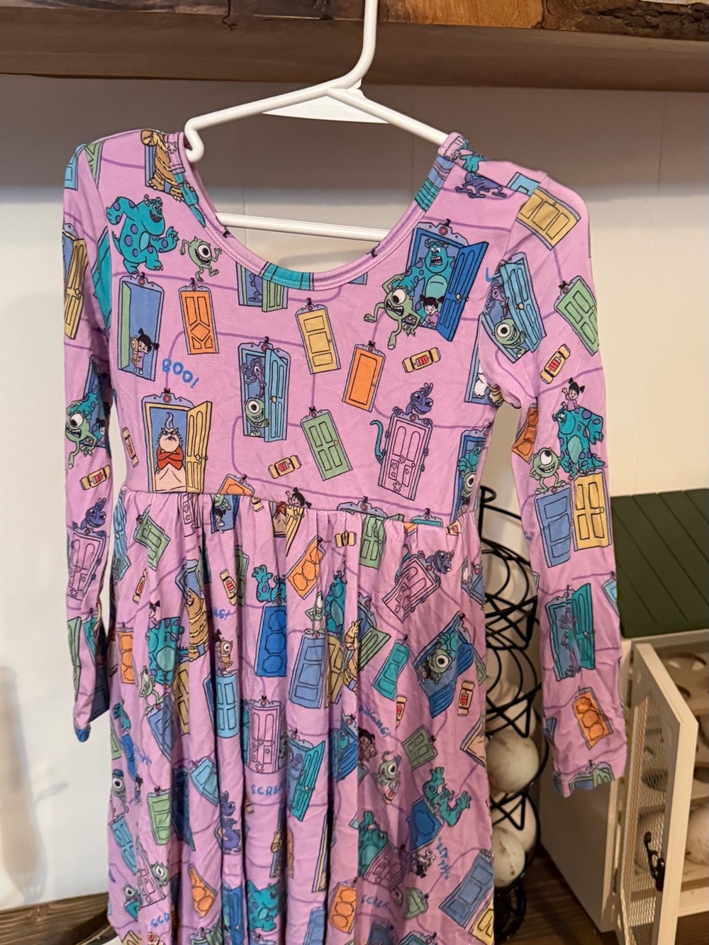 Girls' Monsters Inc Print Long Sleeve Dress by little sleepies